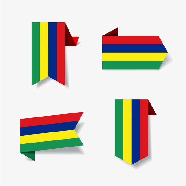 Mauritius flag stickers and labels. Vector illustration. - ベクター画像