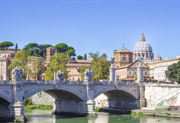 old bridge of Victor Emmanuel II, Rome, Italy - Photo, Image