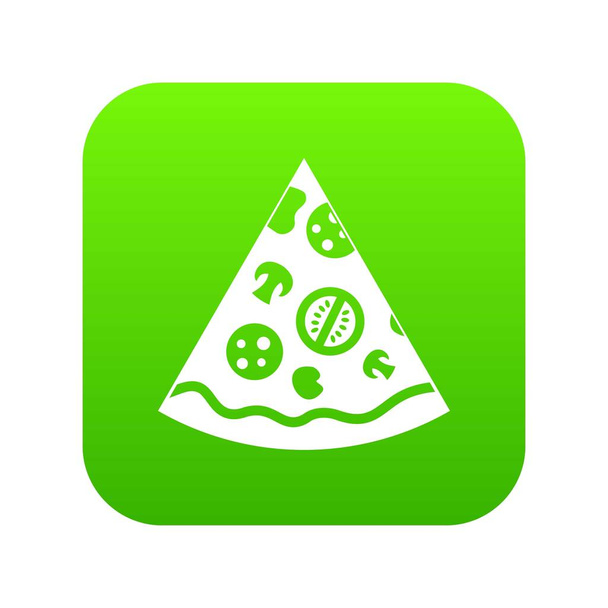 Pizza slice icon digital green - Вектор,изображение