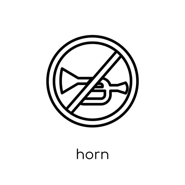 Horn sign icon. Trendy modern flat linear vector Horn sign icon on white background from thin line traffic sign collection, editable outline stroke vector illustration - Vector, Image
