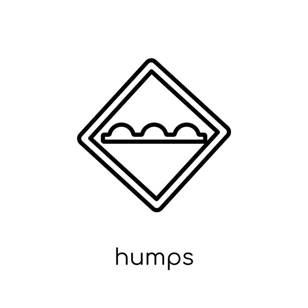 Humps sign icon. Trendy modern flat linear vector Humps sign icon on white background from thin line traffic sign collection, editable outline stroke vector illustration - Vector, Image
