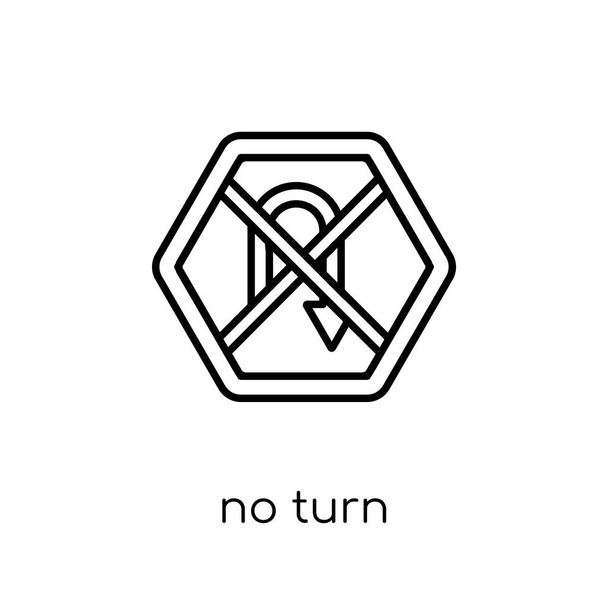 No turn sign icon. Trendy modern flat linear vector No turn sign icon on white background from thin line traffic sign collection, editable outline stroke vector illustration - Vector, Image