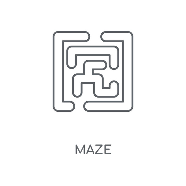 Maze linear icon. Maze concept stroke symbol design. Thin graphic elements vector illustration, outline pattern on a white background, eps 10. - Vector, Image