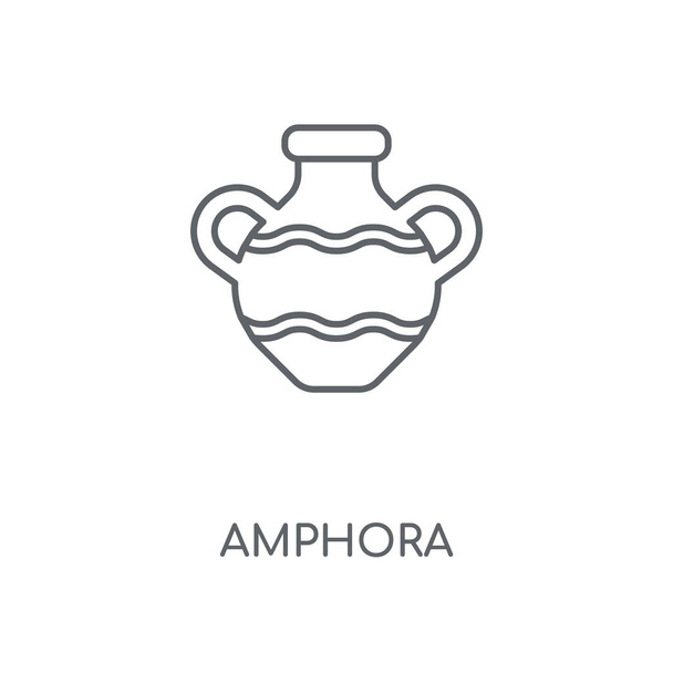 Линейная икона амфоры. Amphora концепция штрих-символ дизайн. Тонкие графические элементы векторная иллюстрация, контур рисунка на белом фоне, eps 10
. - Вектор,изображение
