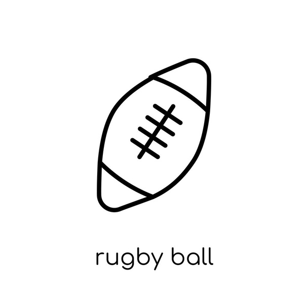 Icono de pelota de rugby. Moderno moderno vector lineal plano Rugby bola icono sobre fondo blanco de la línea delgada Estados Unidos de América colección, ilustración de vectores de carrera de contorno editable
 - Vector, Imagen