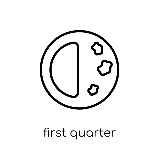 first quarter icon. Trendy modern flat linear vector first quarter icon on white background from thin line Weather collection, outline vector illustration - Vector, Image