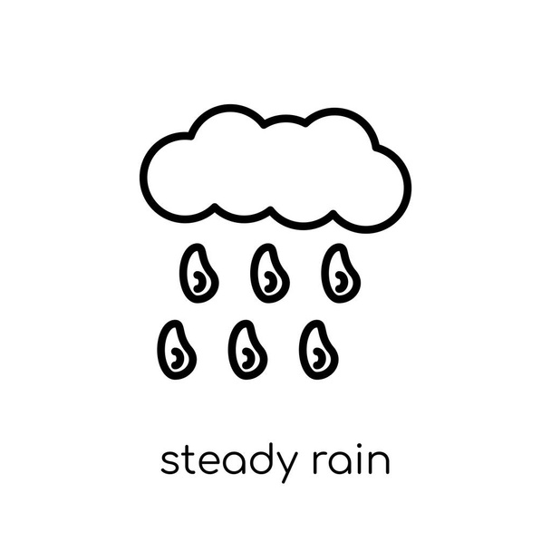 着実な雨アイコン。流行のモダンなフラット線形ベクトル着実に細い線天気コレクション、概要のベクトル図から白地雨アイコン - ベクター画像