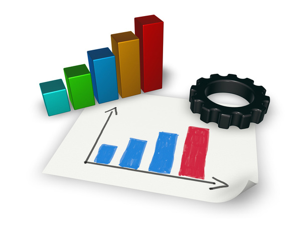 business graph and gear wheel - Zdjęcie, obraz