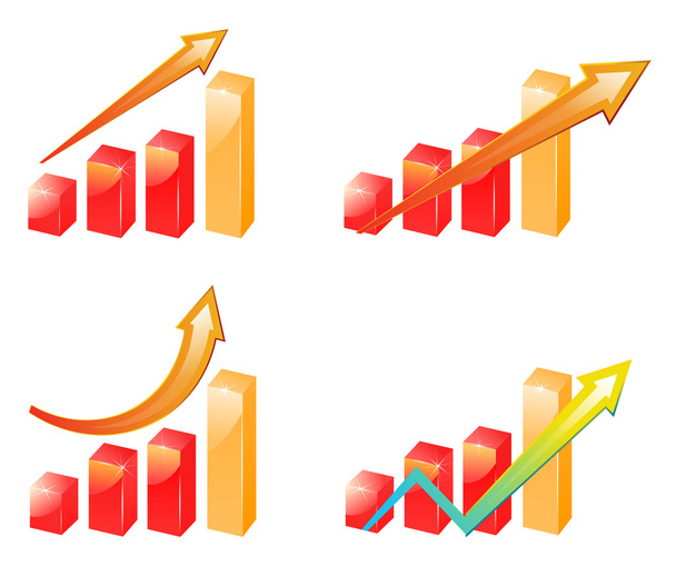 Gráfico de barras de crecimiento y progreso
 - Vector, Imagen