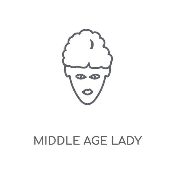 Середньовіччя Леді лінійної ікони. Дизайн символів інсульту леді середнього віку. Тонкі графічні елементи Векторні ілюстрації, контурний візерунок на білому тлі, eps 10
. - Вектор, зображення