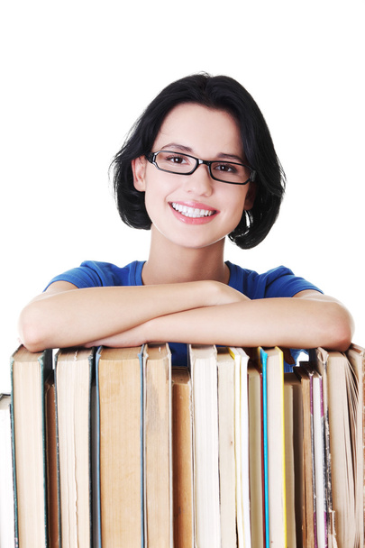 Young caucasian woman (student) with books - Valokuva, kuva