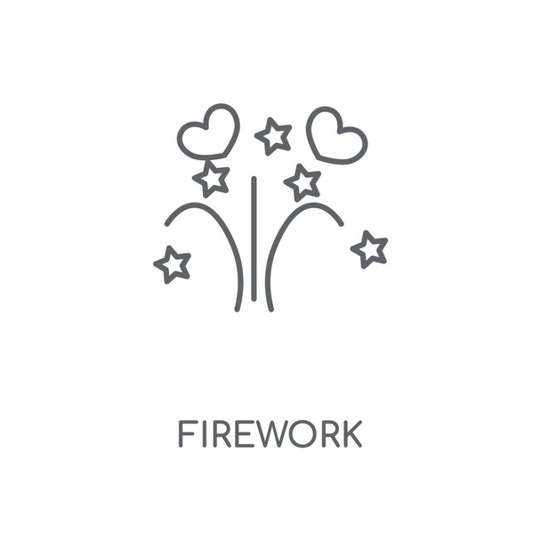 Firework linear icon. Firework concept stroke symbol design. Thin graphic elements vector illustration, outline pattern on a white background, eps 10. - Vector, Image