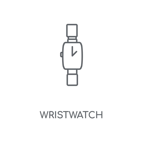 腕時計線形アイコン。腕時計コンセプト ストローク シンボル デザイン。薄いグラフィック要素ベクトル イラスト、白い背景、eps 10 の概要パターン. - ベクター画像