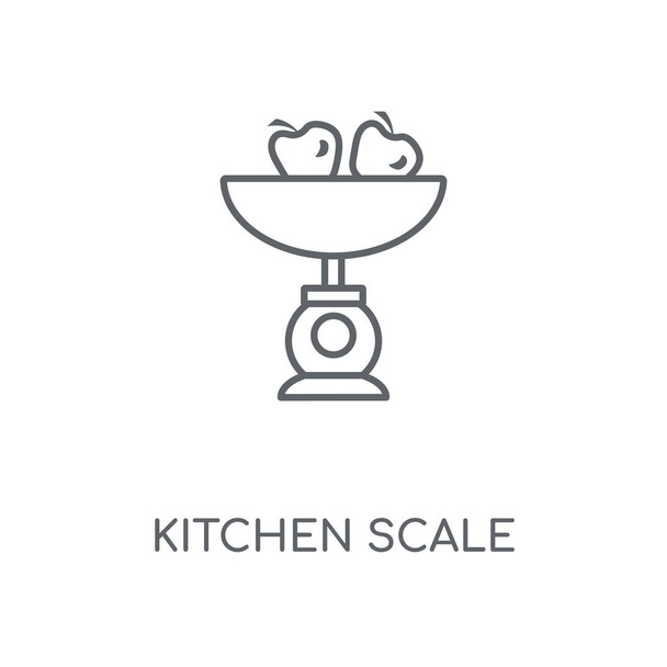 Mutfak ölçek doğrusal simgesi. Mutfak ölçek kavramı kontur sembol tasarımı. İnce grafik öğeleri illüstrasyon, beyaz bir arka plan, eps 10 anahat desen vektör. - Vektör, Görsel
