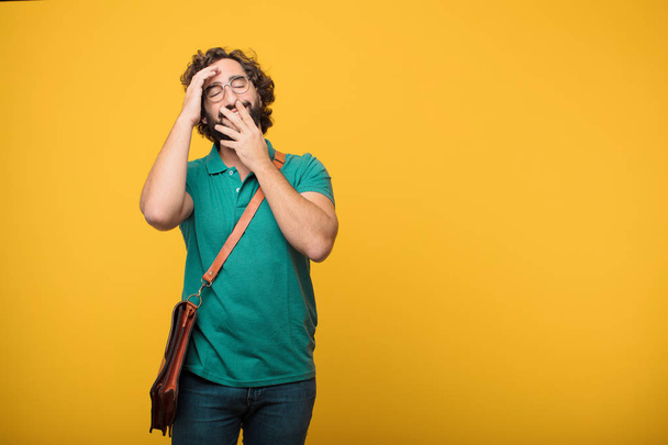 young freelancer man expressing a concept against orange isolated background - Photo, image