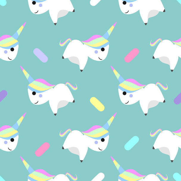 Unicorn magical animal seamless pattern vector illustration background for baby and children fashion textile print. - Vettoriali, immagini