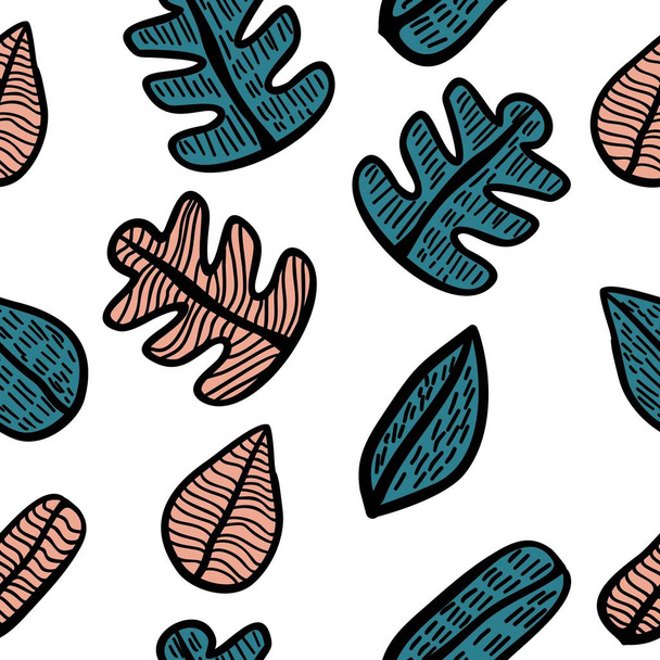 unique autumn leaves childish style seamless pattern - Vector, afbeelding