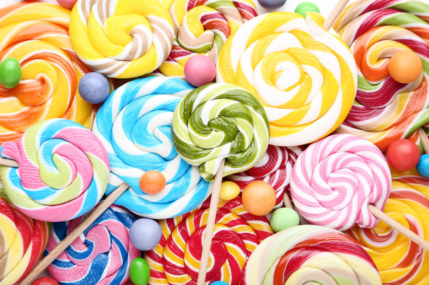 Background of sweet candies and lollipops - Foto, Imagem