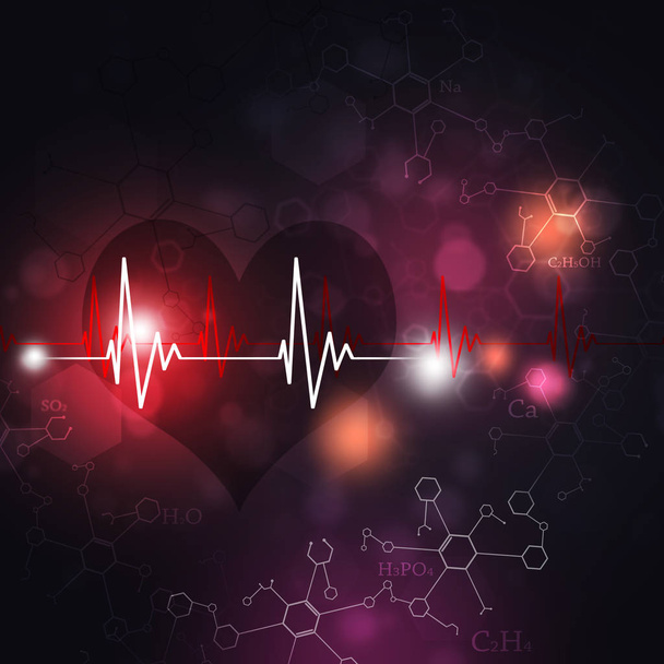 EKG kalp ile bilim çok renkli arka plan - Fotoğraf, Görsel