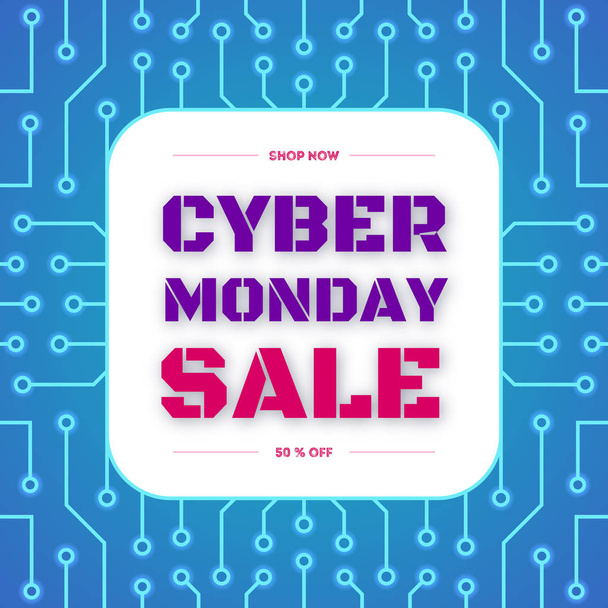 Vector cyber monday sale banner with electric background - Vector, imagen
