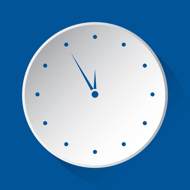 last minute clock - simple blue icon on white button with shadow in front of blue square background - Vektor, kép