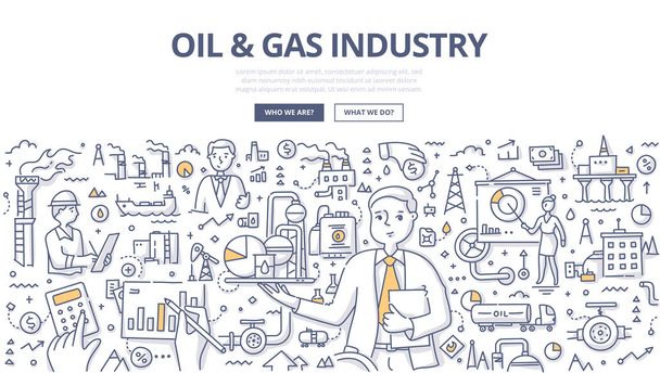 Olej & przemysłu gazowego Doodle koncepcja - Wektor, obraz