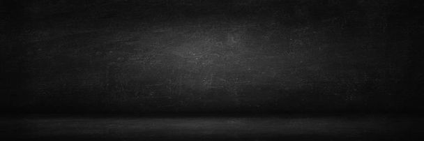 black wall and texture background banner, blank dark gradient studio room or chalkboard, can be presented product - Photo, Image