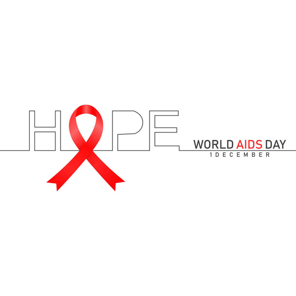 World Aids Day concept with red ribbon. Vector. - Vector, Image
