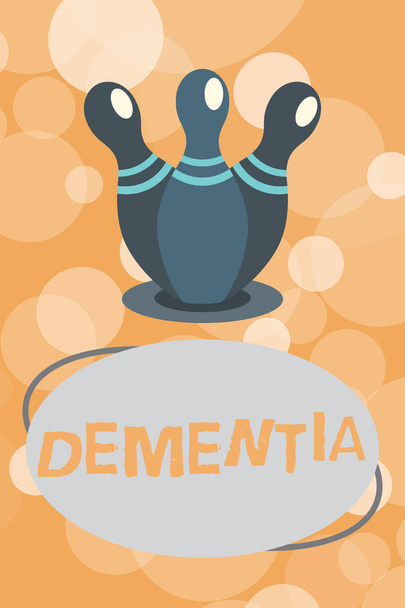Text znamení ukazující demenci. Konceptuální fotografie poškozením v paměti ztráty kognitivní funkční onemocnění mozku - Fotografie, Obrázek