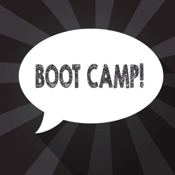 Γράφοντας κείμενο Word το Boot Camp. Επιχειρηματική ιδέα για στρατιωτική εκπαίδευση κατασκήνωση για νέες προσλήψεις σκληρή πειθαρχία Fitness - Φωτογραφία, εικόνα