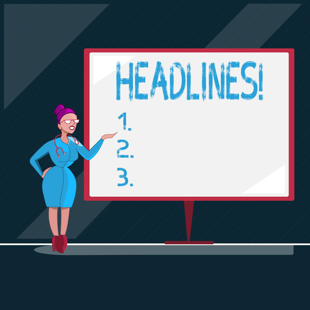 Writing note showing Headlines. Business photo showcasing Heading at the top of an article page in a newspaper or magazine - Photo, Image