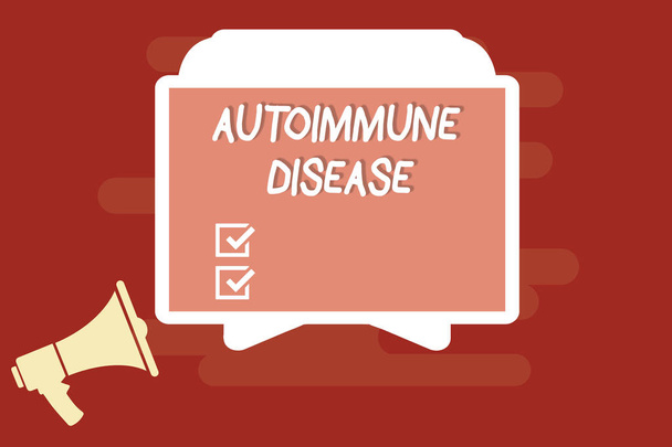 Szöveg jel mutatja autoimmun betegség. Fogalmi fénykép szokatlan antitestek, hogy a cél a saját testszövetek - Fotó, kép