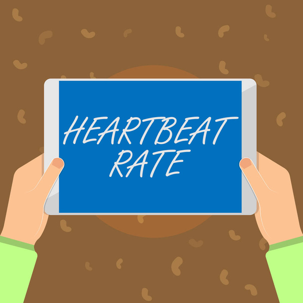 Escritura a mano conceptual que muestra Heartbeat Rate. Texto fotográfico comercial medido por el número de veces que el corazón se contrae por minuto
 - Foto, imagen