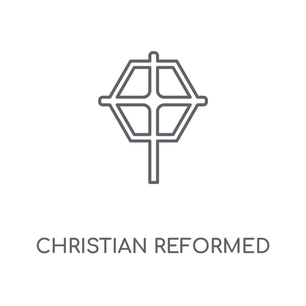 Hıristiyan Kilisesi'ne doğrusal simgesi. Hıristiyan Kilisesi'ne kavramı kontur sembolü tasarım. İnce grafik öğeleri illüstrasyon, beyaz bir arka plan, eps 10 anahat desen vektör. - Vektör, Görsel