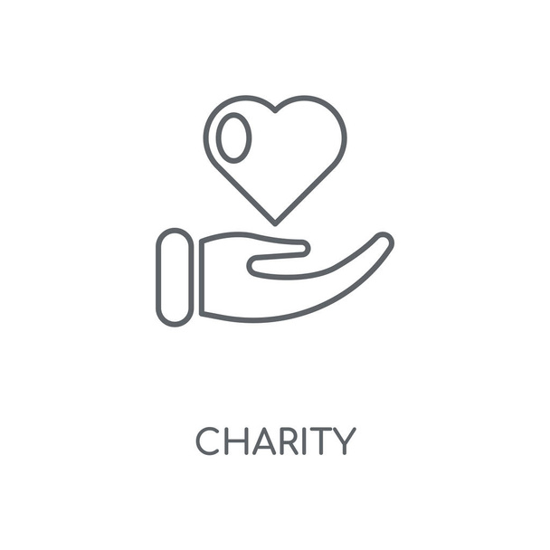 Wohltätigkeitssymbole. Charity-Konzept mit Symboldesign. dünne grafische Elemente Vektorillustration, Umrissmuster auf weißem Hintergrund, Folge 10. - Vektor, Bild