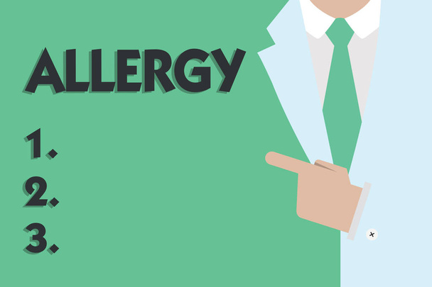 Textzeichen mit Allergie. Konzeptfoto Überempfindlichkeit des Immunsystems gegenüber bestimmten Substanzen - Foto, Bild