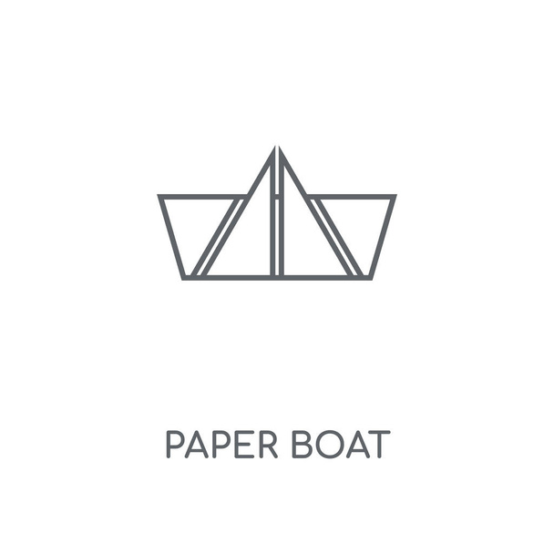 Χαρτί γραμμική εικονίδιο βάρκα. Χαρτί σύμβολο κτυπήματος Προμελέτη βάρκα. Λεπτή στοιχεία γραφικών vector εικονογράφηση, σχέδιο διάρθρωσης σε λευκό φόντο, eps 10. - Διάνυσμα, εικόνα