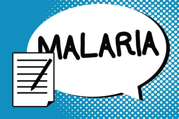 マラリアを書く手書き文字。概念の生命を脅かす蚊媒介性の血液の病気発熱の期間を意味 - 写真・画像