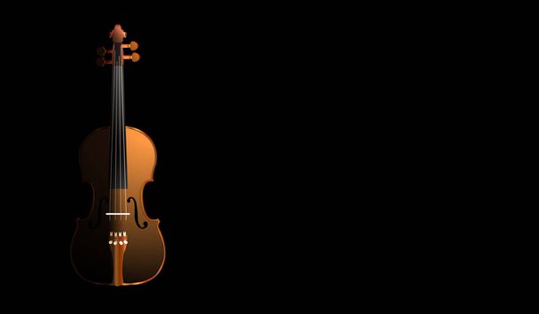 bruin viool op zwarte achtergrond - Vector, afbeelding