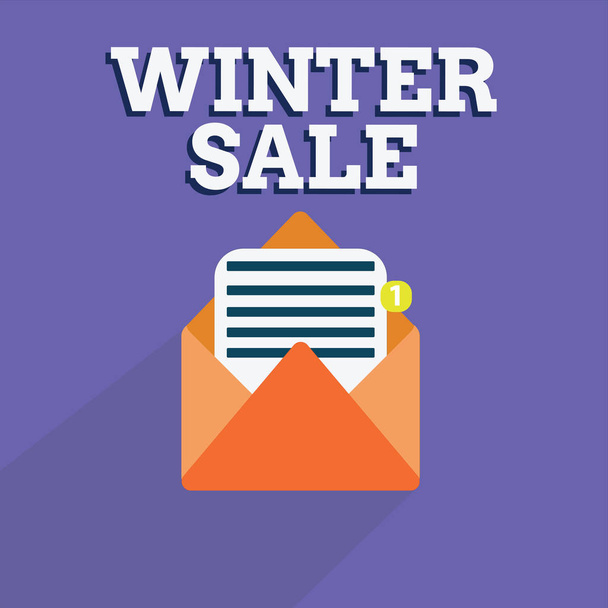 Writing note showing Winter Sale. Business photo showcasing Discounts offered at the end of year Holiday sales lower prices - Photo, Image