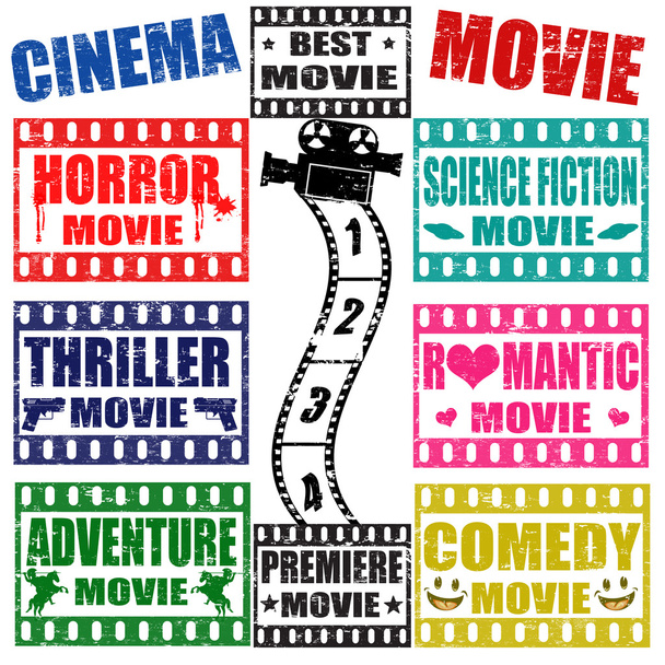 Movie genres stamps - Vector, Image