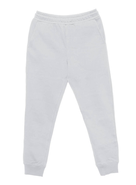 Blank training jogger pants color white front view on white background - Photo, Image