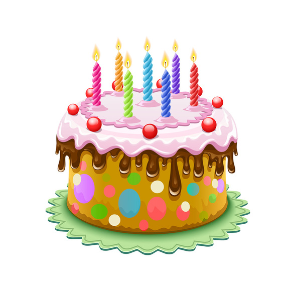 Tarta de cumpleaños con velas encendidas - Vector, Imagen