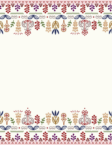 color greeting card frame with floral ornaments in the Slavic styl - ベクター画像