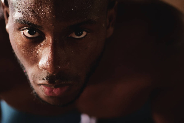 portrait of sweating african athlete man face  - Φωτογραφία, εικόνα
