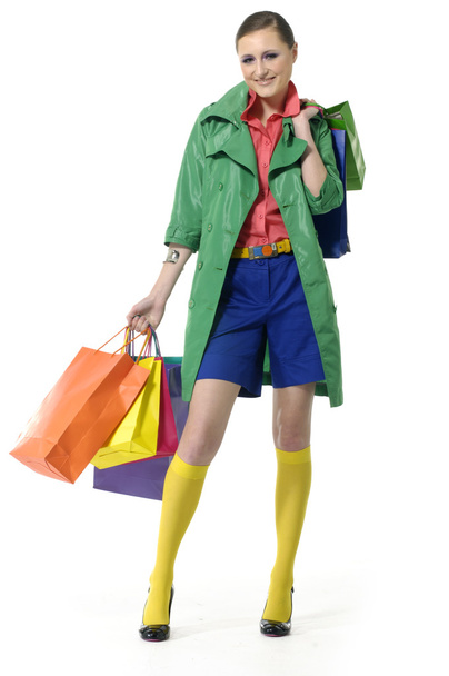 Happy shopping girl - Фото, изображение