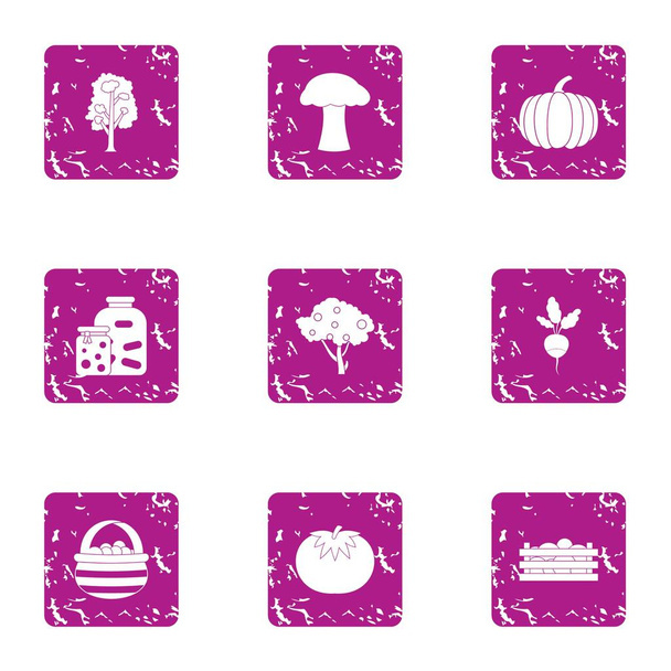 Delicious sweetness icons set, grunge style - Vector, Image