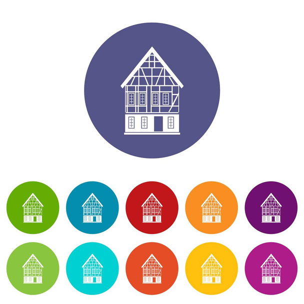 Holland house icons set vector color - Вектор,изображение