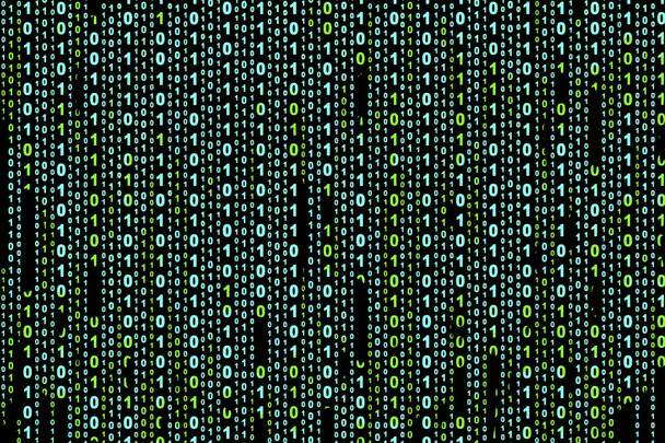 Бинарный компьютерный код на черном фоне, абстрактная иллюстрация
 - Фото, изображение