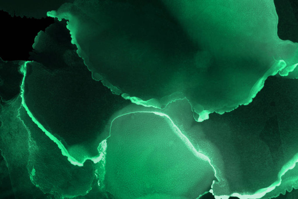 green ink stains texture, abstract background - Φωτογραφία, εικόνα